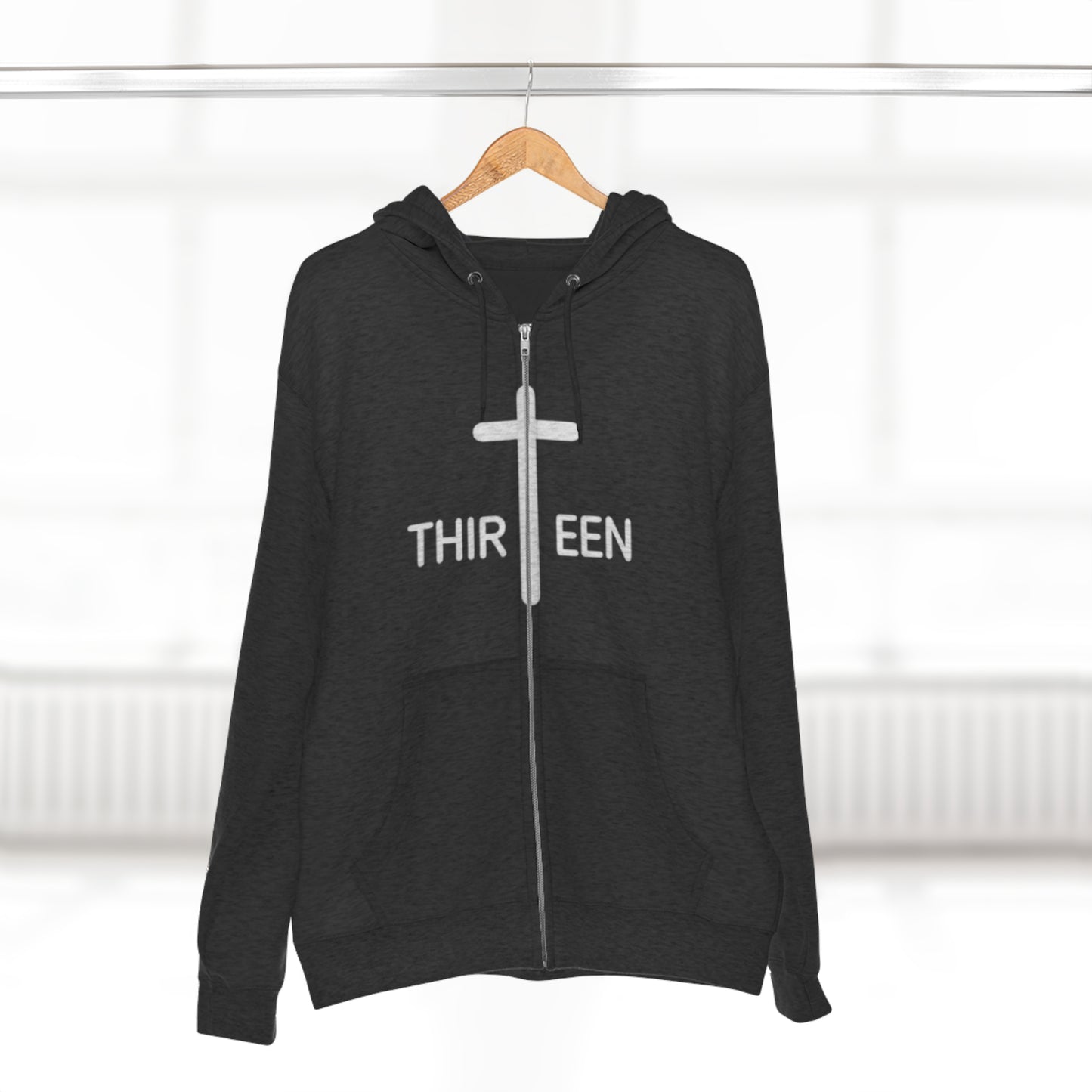 Zip Hoodie. Thirteen logo