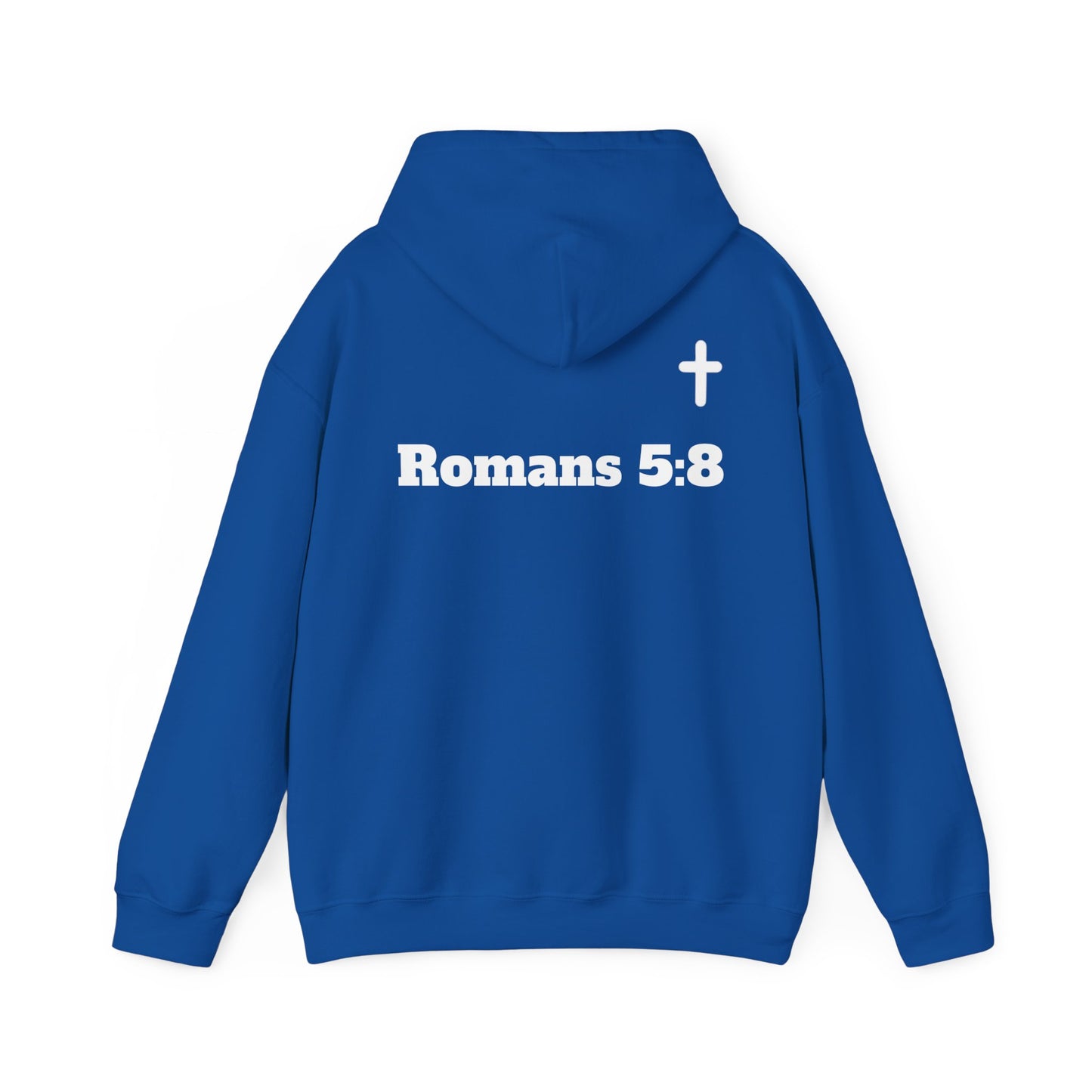 But God. Romans 5:8 White Lettering Hoodie