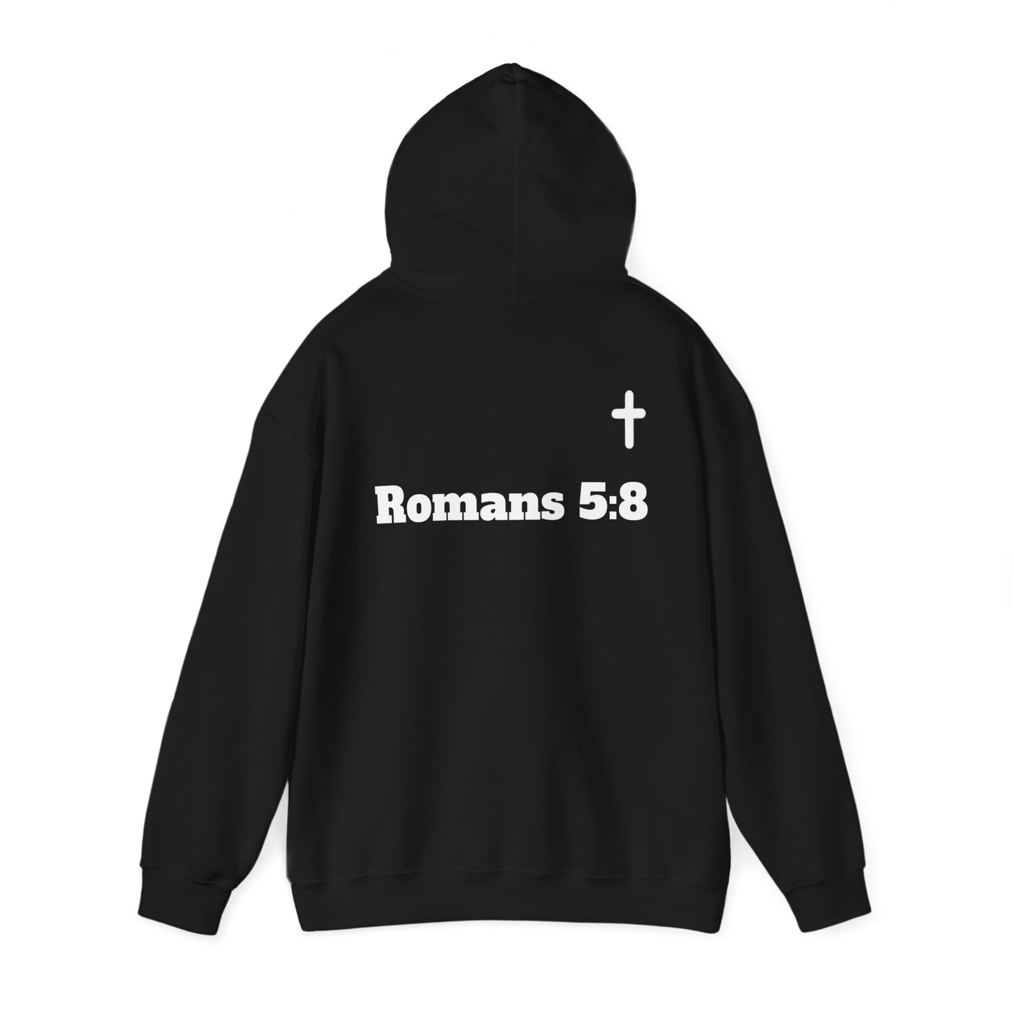 But God. Romans 5:8 White Lettering Hoodie