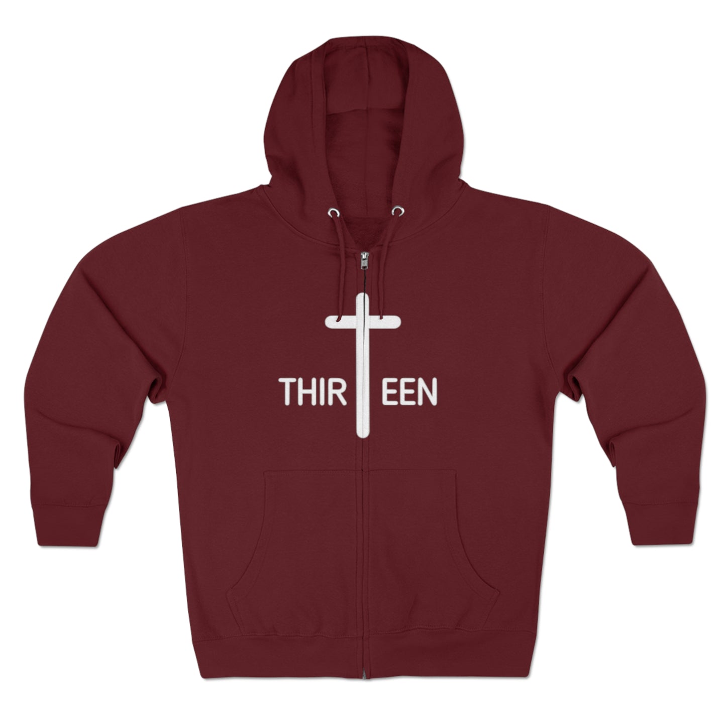 Zip Hoodie. Thirteen logo