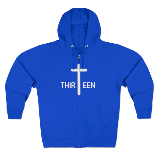 Zip Hoodie. Thirteen logo