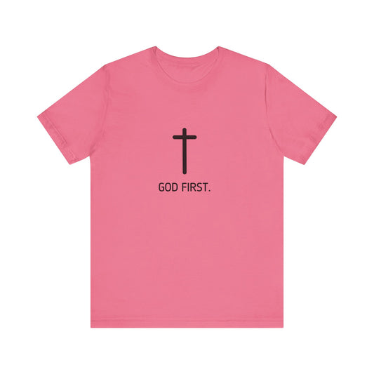 God First. Tee In Black Lettering